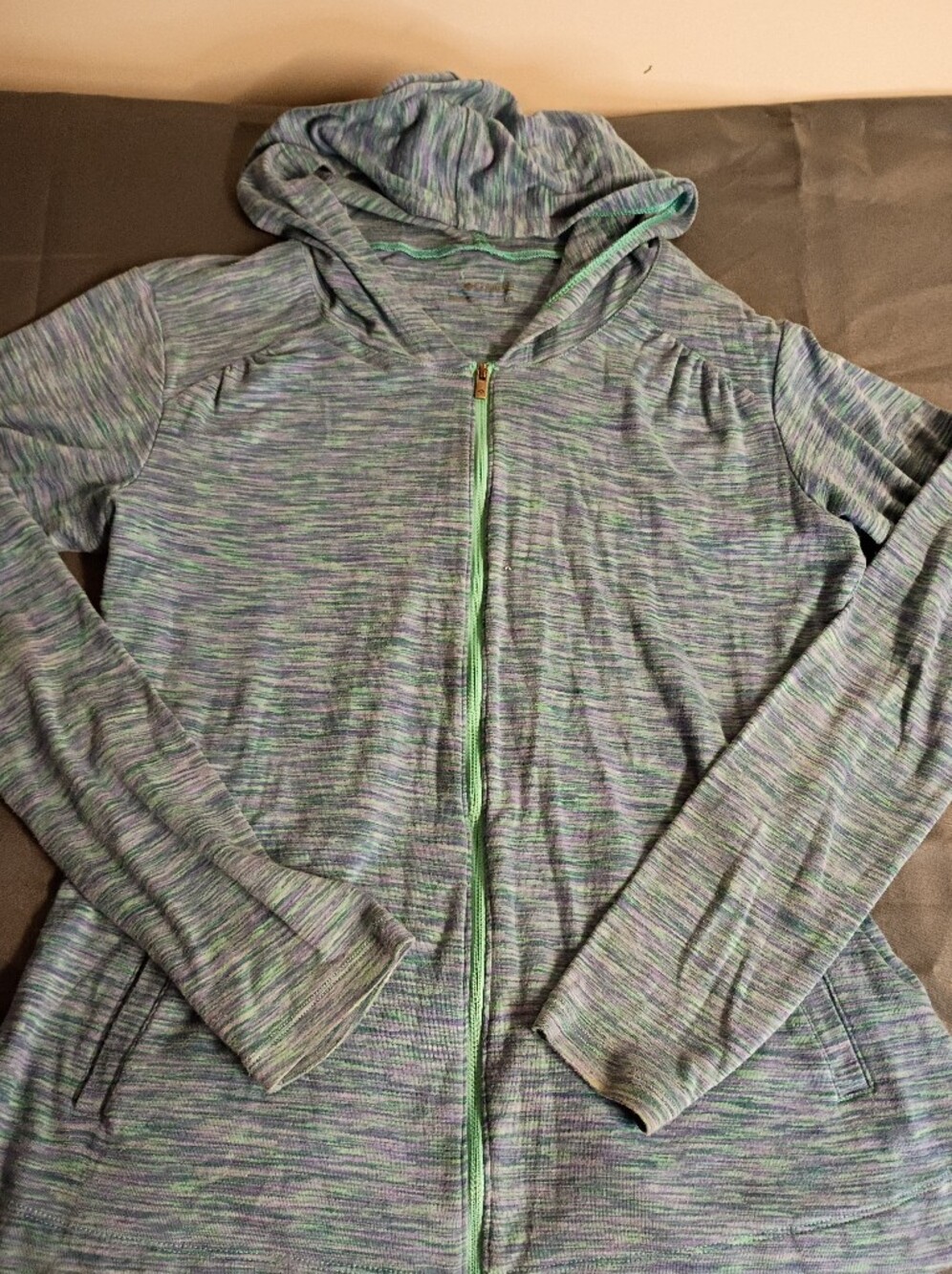 Columbia Heathered Lavender and Mint Green Full-Zip Hoodie